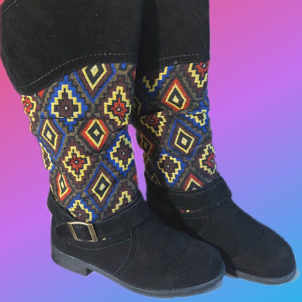 Muk Luks Slouchy Colorful Patterned Women's Boots - Picture 3 of 11